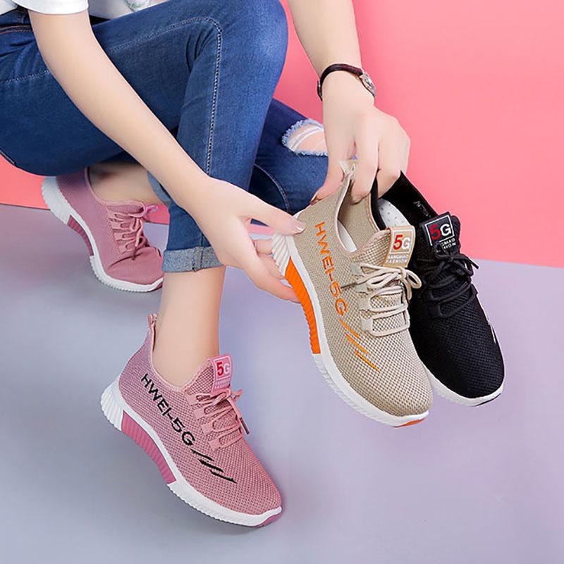 Spring and Autumn Sports Shoes Women's Lightweight All-match Casual Casual Breathable Soft-soled Running Shoes Sneakers