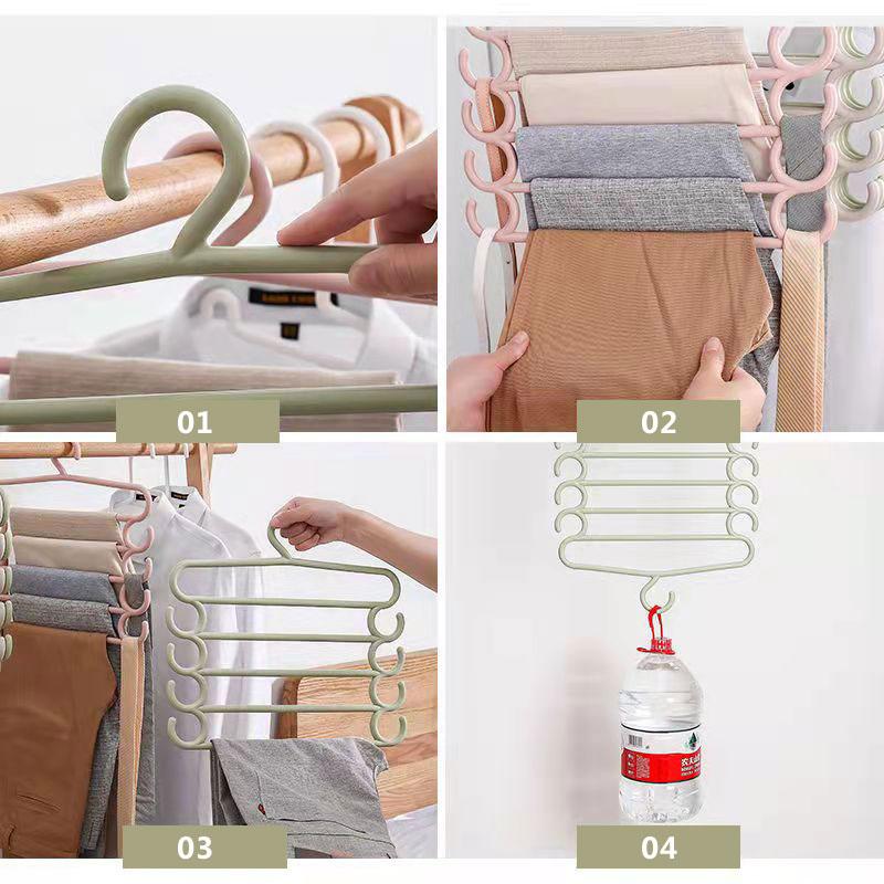 Household 5-layer Pants Rack Scarf Rack Multifunctional Closet Storage Rack Towel Rack Silk Scarf Tie Hanger Hanger Drying Rack Family Organizer