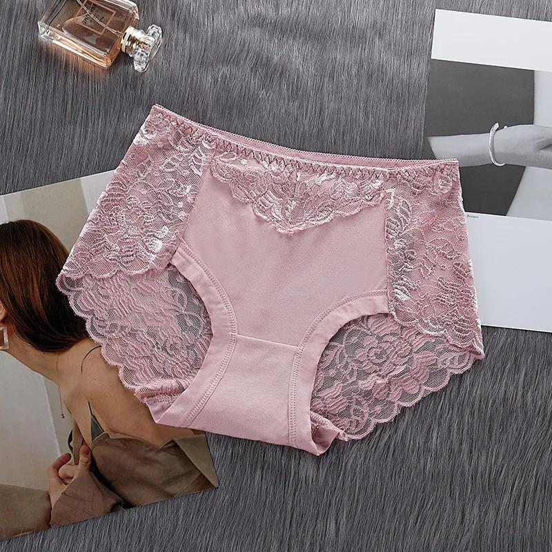 3PCS Women's Panties Sexy Lace Mid-waist Transparent Seamless Underwear Hip-lifting Thin Section Mid-low Waist Briefs