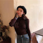 Women's Knitted Long-sleeved Hit Color Turtleneck Sweater Slim Pullover Bottoming Sweater