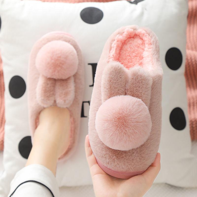 Winter Unisex Cotton Slippers Thick-soled Non-slip Household Couple Slippers Warm Thick Plush Slippers