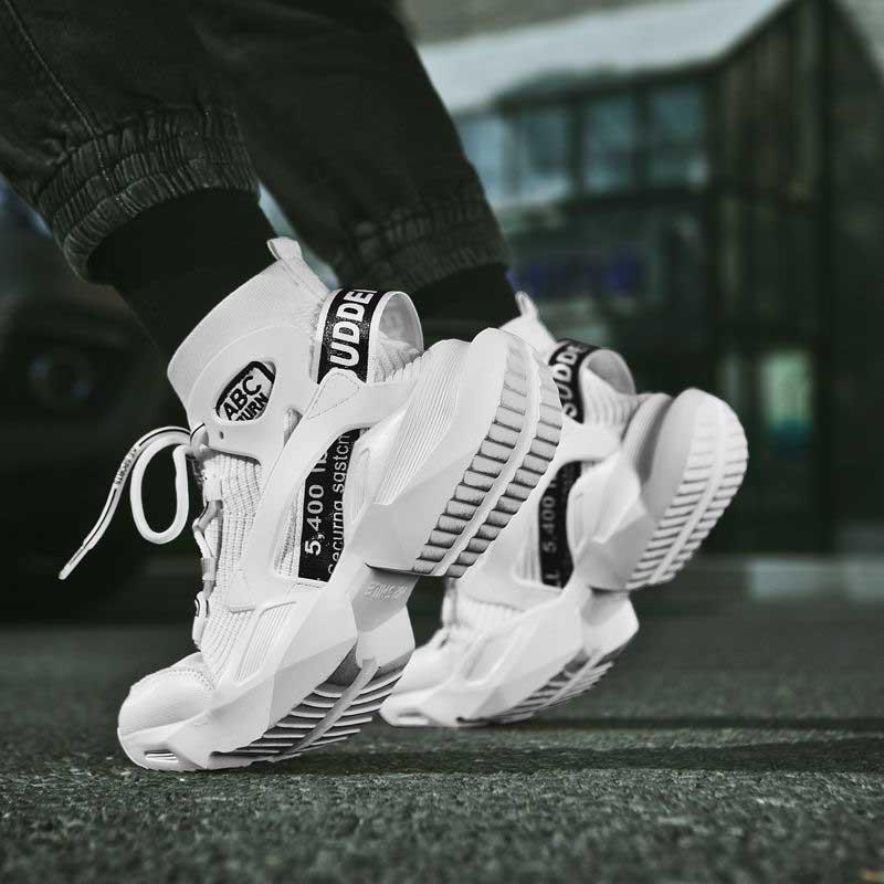 Plus Size39-44 Men High-top Sneakers Running Basketball Shoes Breathable Lightweight Non-slip Sock Shoes Women Wear-resistant Deodorant Skate Shoes