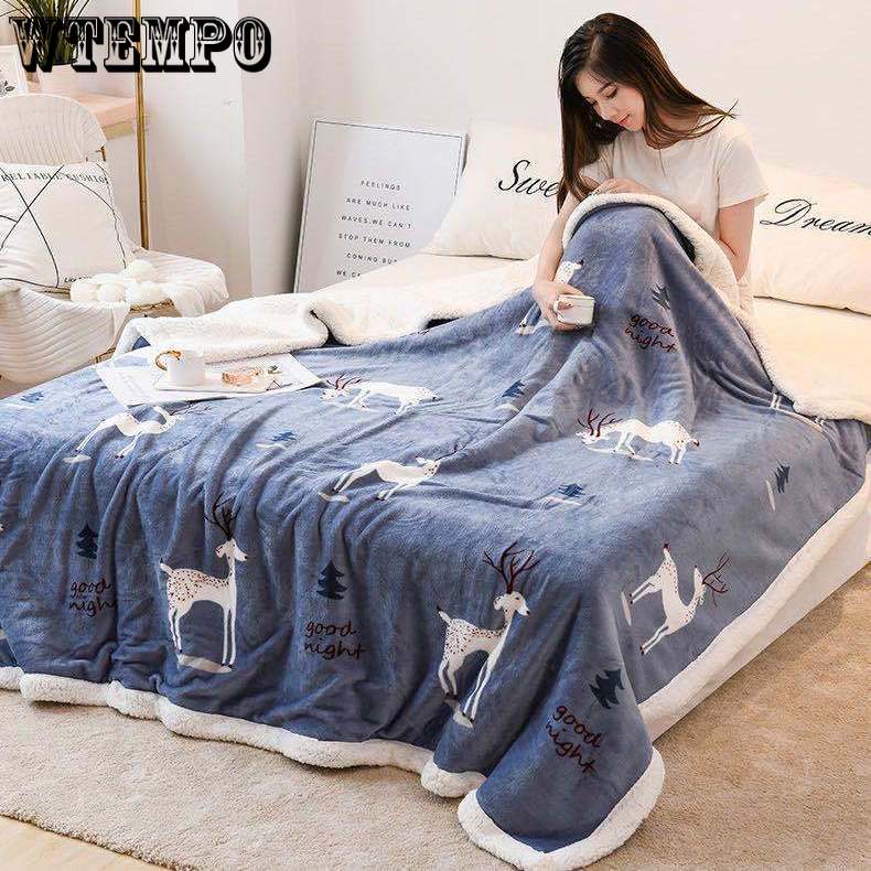 Winter Thick Double Layer Lamb Wool Multifunctional Blanket Duvet Cover Blanket Single Sheet Flannel Duvet Cover Warm Travel Blanket Zipper Bedspread