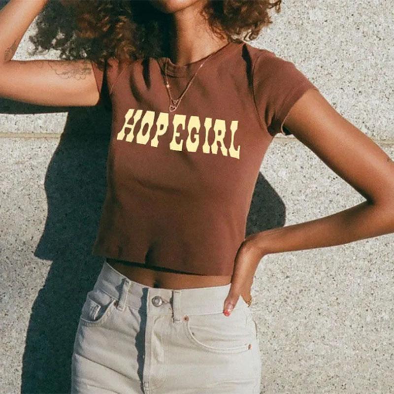 Letter Printed T-shirt Women's Short-sleeved European and American Slim Chunse Thin Short All-match Bottoming Top Summer