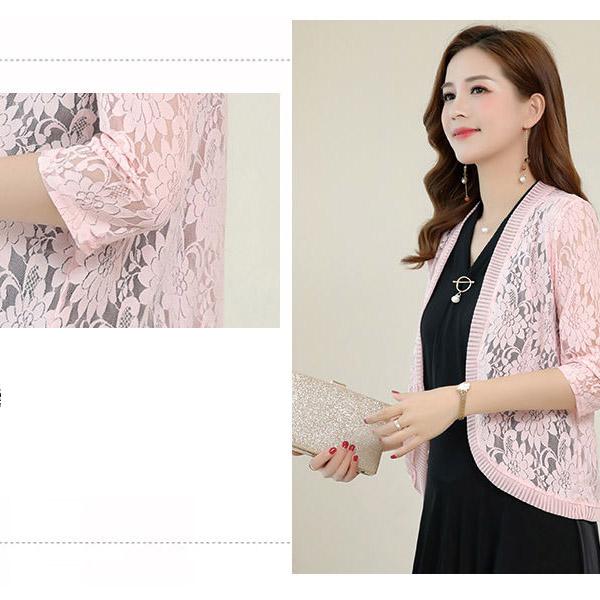 Sun Protection Clothing Women's Summer Large Size Cardigan with A Thin Coat All-match Shawl Lace Air-conditioning Shirt