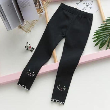 Girls' Leggings Children's Spring and Autumn Thin Kitten Korean Cropped Trousers Stretch Pants Baby Outer Wear and Inner Wear