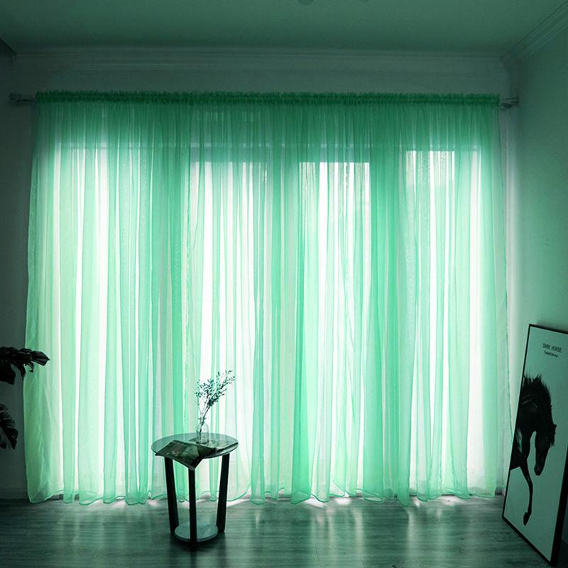 Nordic Simple Translucent Gauze Pure Color Finished Gauze Curtain Bedroom Bay Window Balcony Living Room Window Screen (1 Piece)