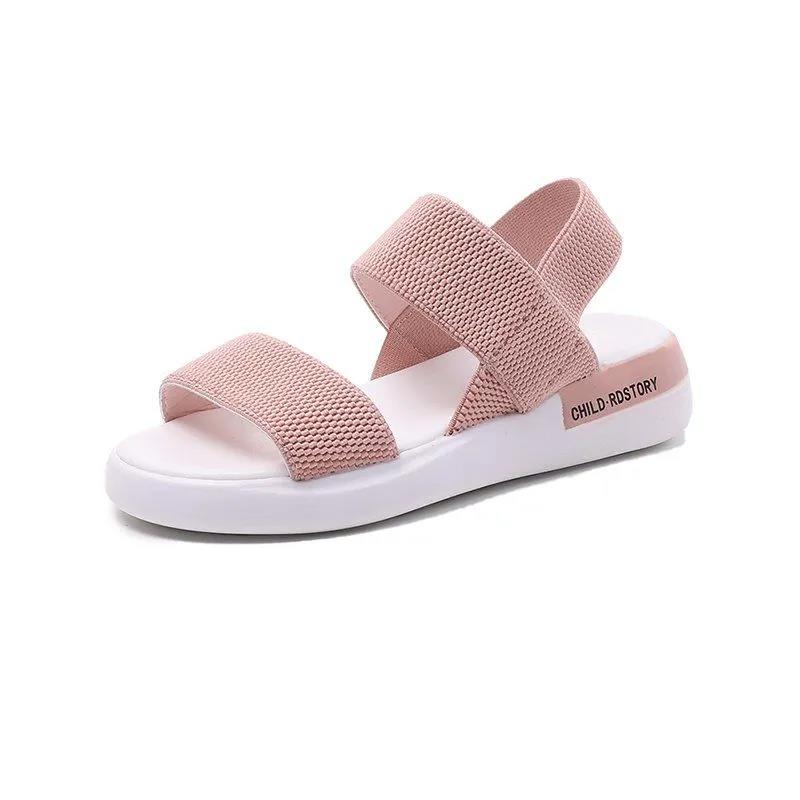 Women's Summer Light Cool Shoes Soft Sole Flat Casual Elastic Band Sandals Anti-slip Simple Outdoor Versatile Sandals