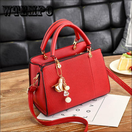 Women Vintage Soft PU Leather Handbag Horizontal Square Shoulder Bag