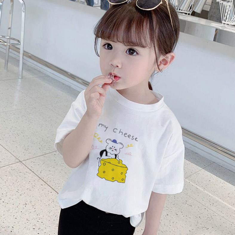 Summer Kids Cute Printing T Shirts Short Sleeve Tops Korean Style O-neck Loose T Shirts For Children Girls