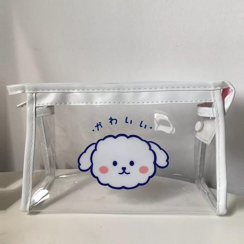 PVC Cloud Smiley Face Pencil Case Stationery Box Large Capacity Student Storage Bag Cosmetic Bag Portable