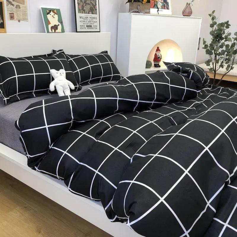 Cute Cartoon Autumn and Winter Four-piece Washable Quilt Cover Ins Wind Cartoon Comfortable Student Three-piece Bedding