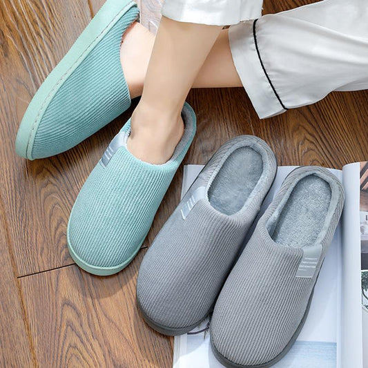 Women Autumn and Winter Cotton Slippers Indoor Non-slip Soft Bottom Warmth Month Shoes Simple Plush Half-pack with Floor Mop