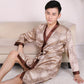 Ice Silk Pajamas Men's Summer Long-sleeved Thin Silk Bathrobes Men's Long Sexy Pajamas Home Service