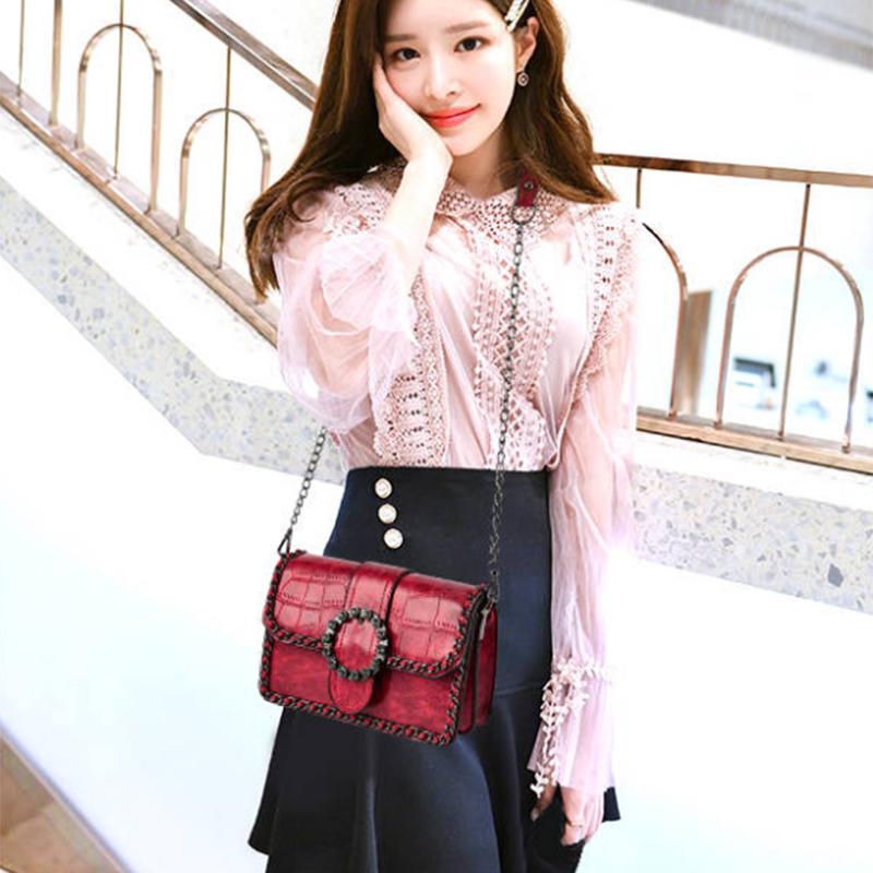 Fashion Crossbody Bag Women PU Leather Anti-theft Wear Square Bags Chain Handbag Shoulder Bag