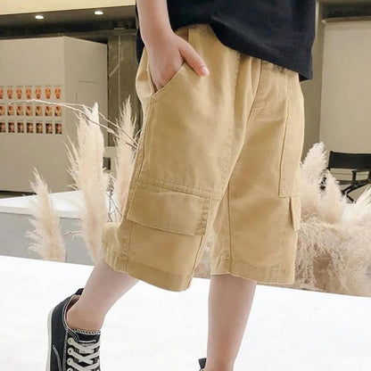 Boys' Summer Shorts Children's Shorts Outer Overalls Big Children's Five-point Pants Thin Pants