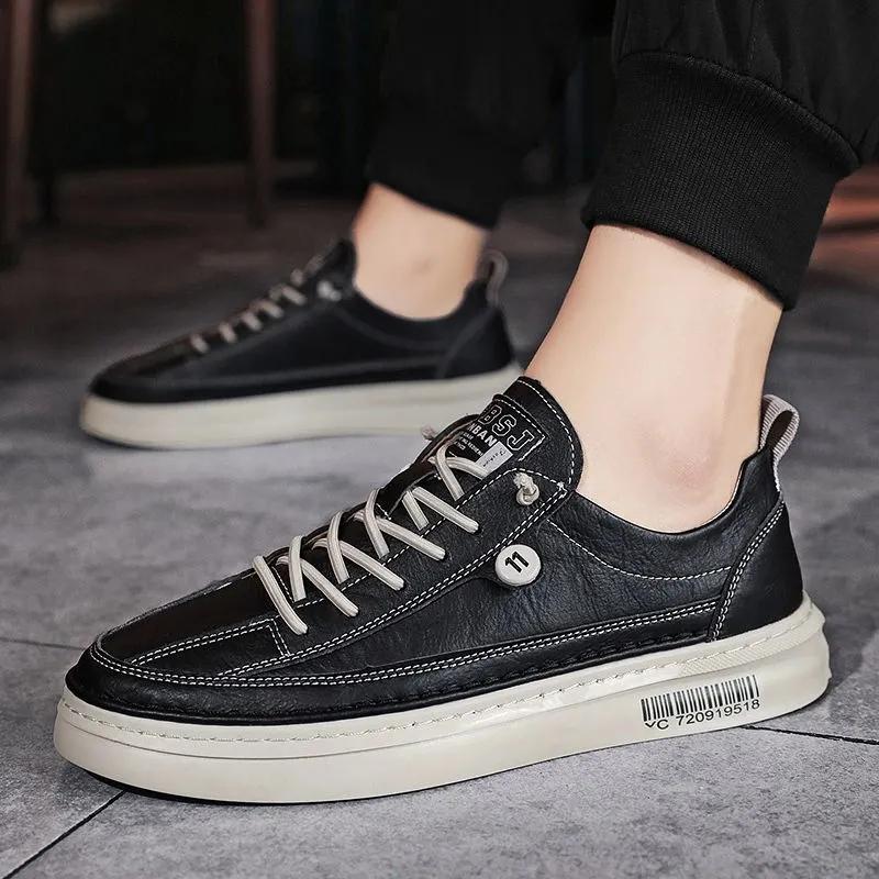 Men's Shoes Korean Style Trend All-match Leather Shoes Spring and Summer Casual Waterproof Sports Shoes Breathable Sneakers