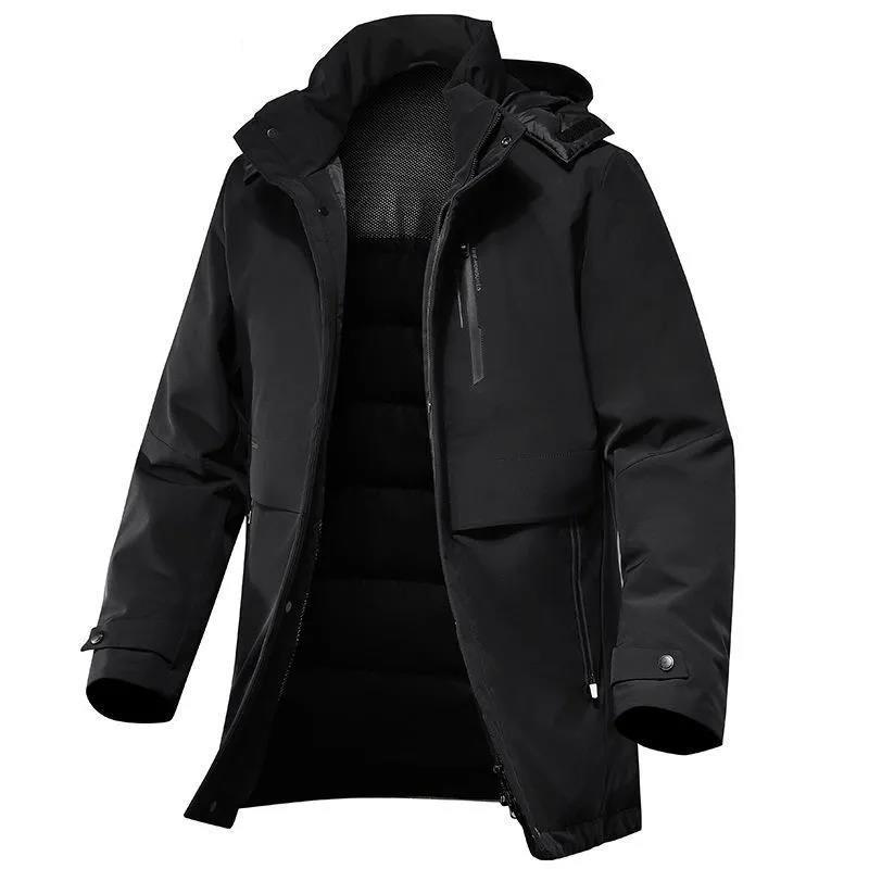 Winter Men's Down Jacket Mid-length Middle-aged Hooded Jacket Business Thickened Warm Jacket