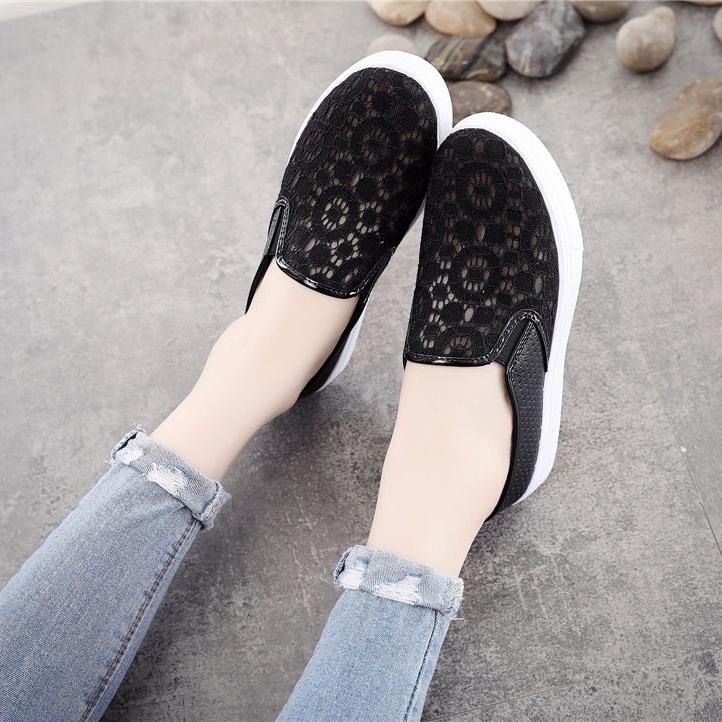 Women Summer Baotou Shoes Antiskid Soft Bottom Solid Color Shoes Outdoor Casual Mesh Patchwork Low Top Shoes