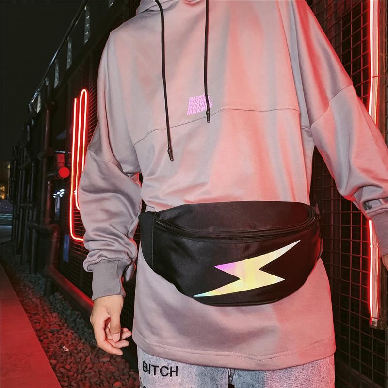 Fashion Waist Bag Men Belt Pack Casual Chest Bag Women Belt Purse Oxford Reflective Sports Waist Pack Crossbody Bags