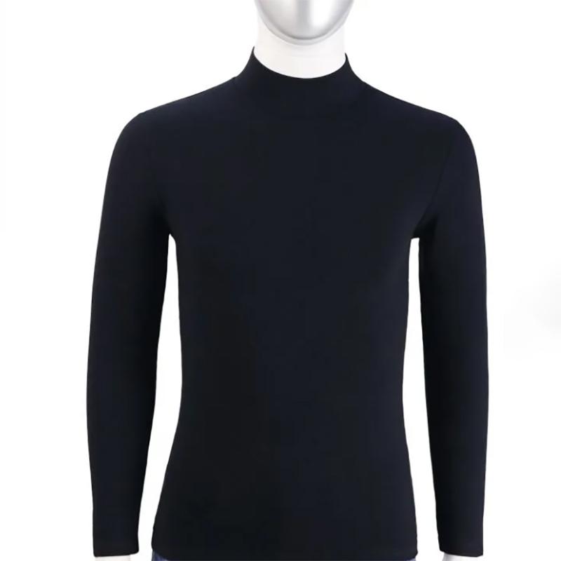 Thermal Underwear Men's Sweater Half-high Collar Autumn Clothes Slim Stretch Cotton Solid Color Cotton Sweater Middle Collar Bottoming Sweatshirts