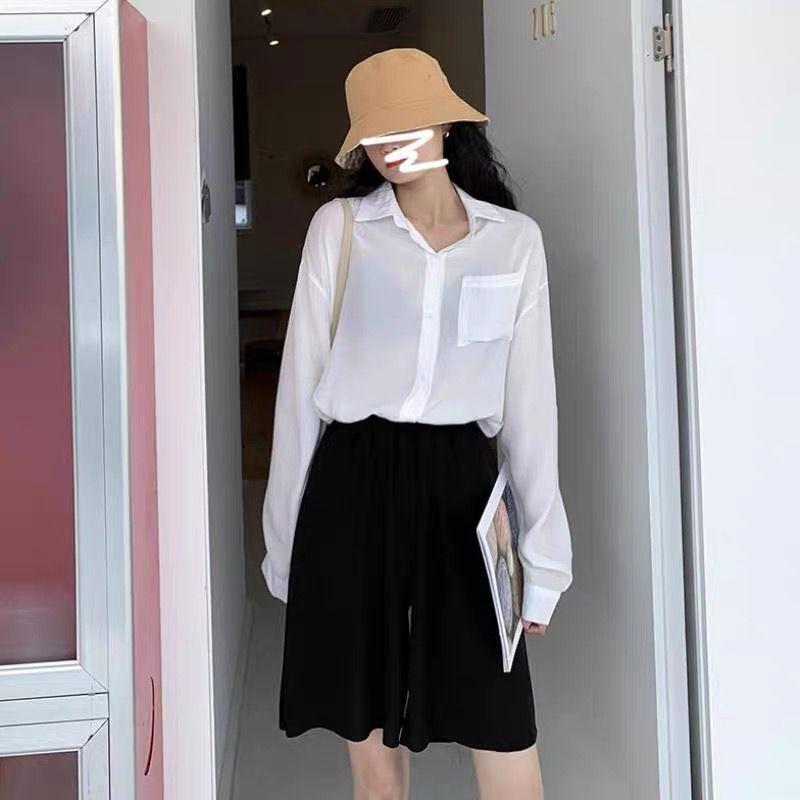 Large Size Ice Silk Wide-leg Shorts Women's Summer Loose High-waist Straight-leg Pants Drape Casual Five-point Pants Elastic Waist Shorts Women