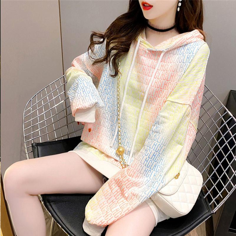 Korean Version of Loose Hooded Autumn Fashion Gradual Color Female Sweater Casual Loose Women's Top