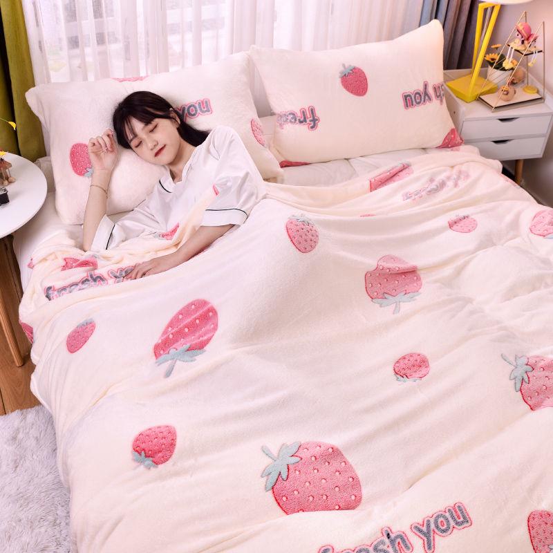 Thick Warm Blanket Flannel Blanket Super Soft Double Bed Soft and Warm Thick Fluffy Blanket Plus Down Sheet Napping Blanket