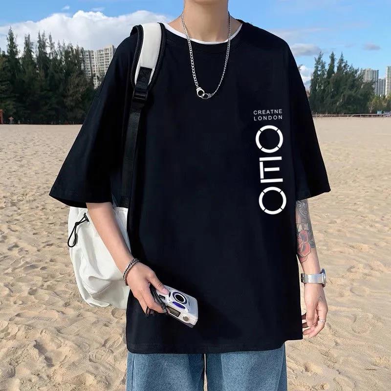 Letter Print T-shirts Hong Kong Trend Tees Oversized Soft Breathable Tops Summer Men O-neck Short Sleeve Casual Shirt