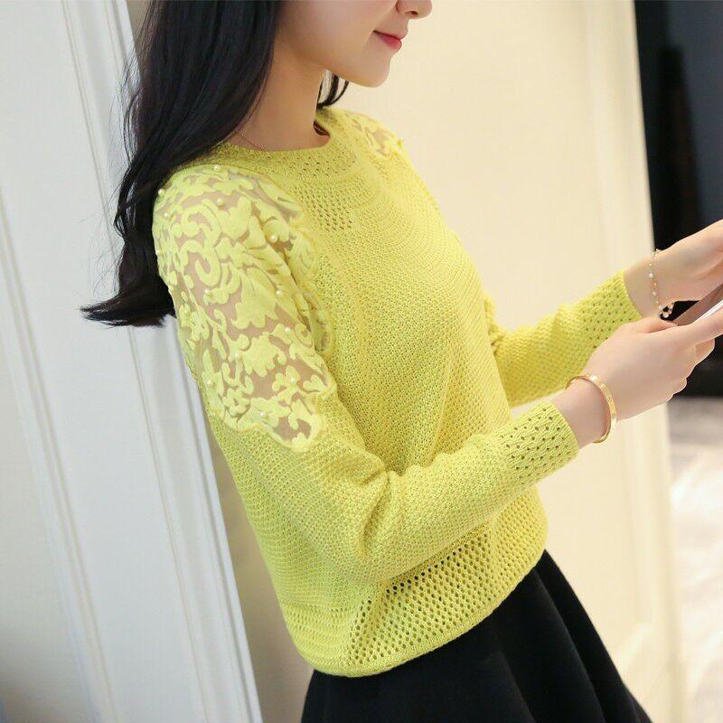 Lace Sweater Sweater Women's Large Size Loose Long-sleeved Shirt Autumn Fashion Hollow