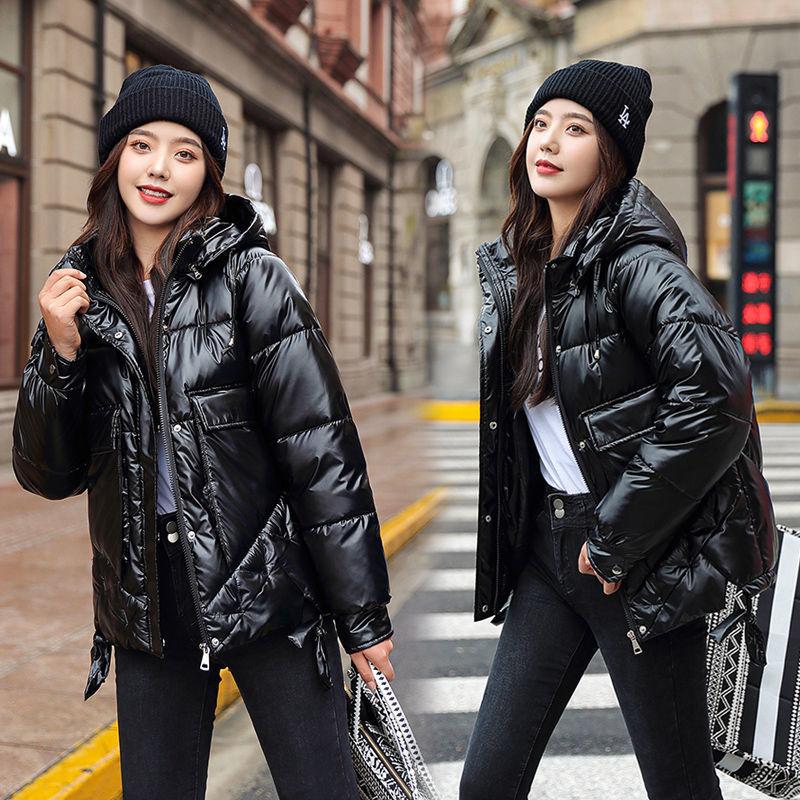 Winter Fashion Women's Cotton-padded Jacket Outdoor Thick Warmth Down Padded Jacket Loose and Short Shiny Zipper Jacket Women Winter Clothes