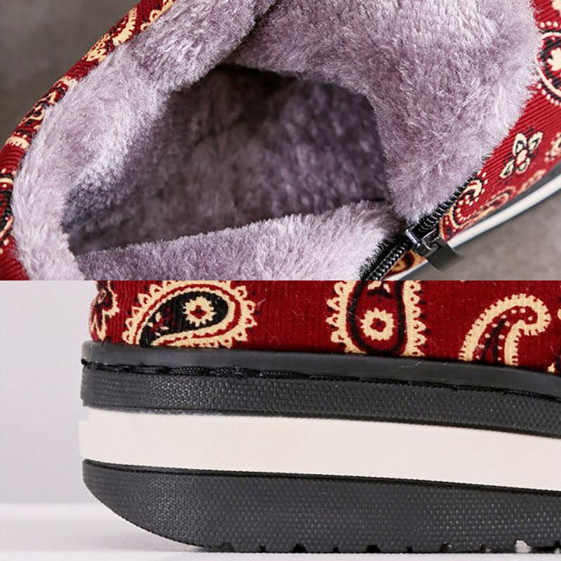 Winter Cotton Slippers Bag with Non-slip Cotton Shoes To Keep Warm Plus Velvet Home with Heel Printing Home Cotton Shoes