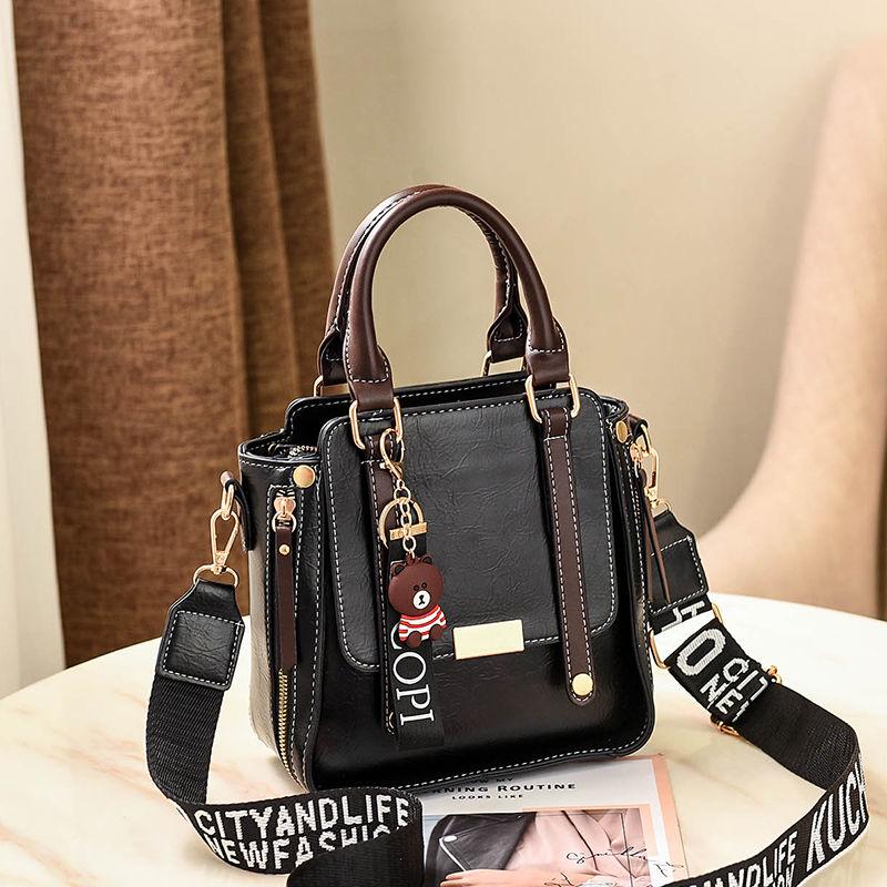 Women's Top-handle bag Small crossbody bag Zipper messenger bags for Iphone With Little bear pendant