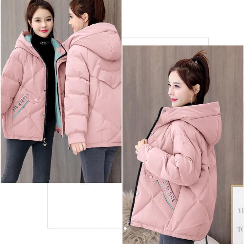 Women's Mid-length Down Jacket Winter Korean Loose Cotton Clothes Casual Hooded Padded Jacket