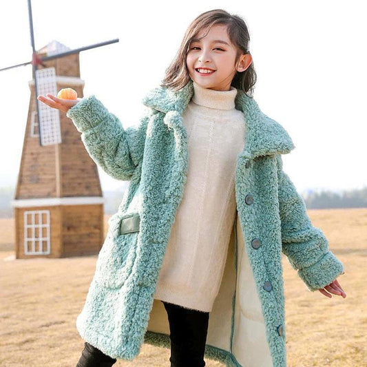 Girls' Windproof and Warm Autumn and Winter Clothes Winter  Thick Plus Fleece Jacket