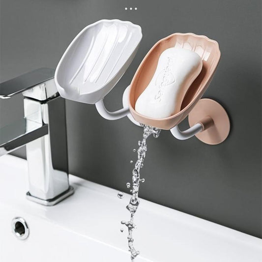 2PC Bathroom Creative Soap Box Multi-function Rotating Drainage Storage Rack Kitchen Storage Soap Dish