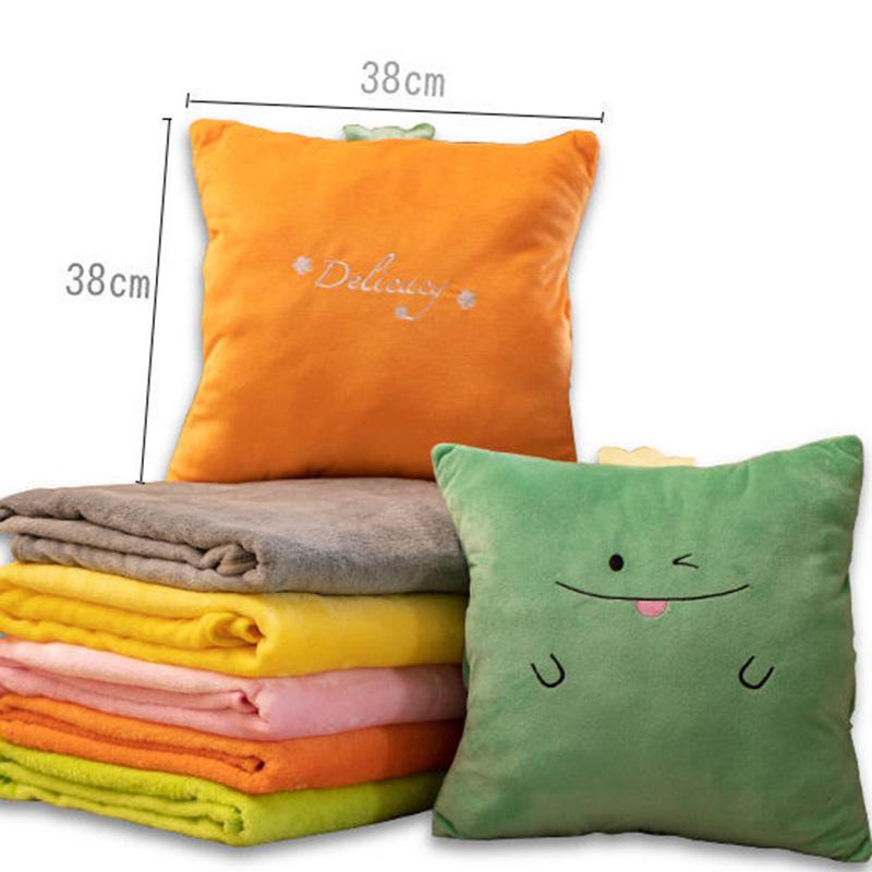 Office Throw Pillow Quilt Dual-use Napping Pillow Three-in-one Multifunctional Coral Fleece Soft Breathable Small Blanket Car Decoration Cute Pillow