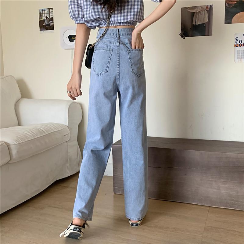 Woman Jeans High Waist Clothes Wide Leg Denim Clothing Blue Streetwear Vintage Quality Straight Pants