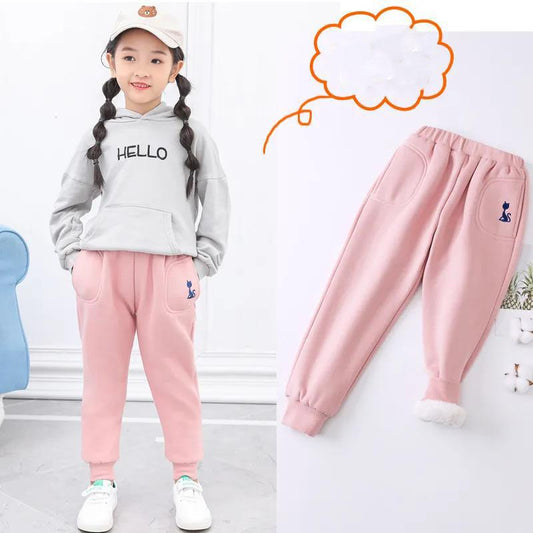 Plus Velvet Children's Pants Winter Autumn Loose Outer Wear Medium Large Children's Baby Warm Cotton Trousers Sweatpants