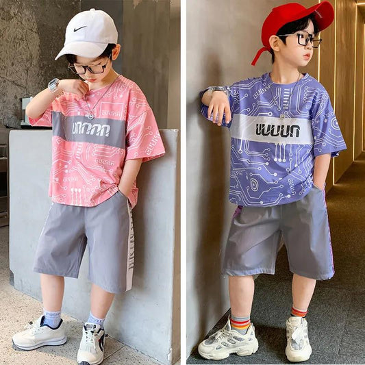 2 Pcs Children Summer Clothes Set Boys T Shirt + Pants Casual Sports Suits 6 8 10 12 13 14 Years Kids Clothing Casual Tracksuit