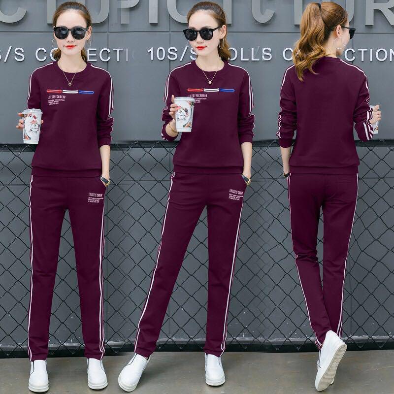 Casual Sweatshirt Set Large Size Spring and Autumn Women 2pcs set Wild Long Sleeve