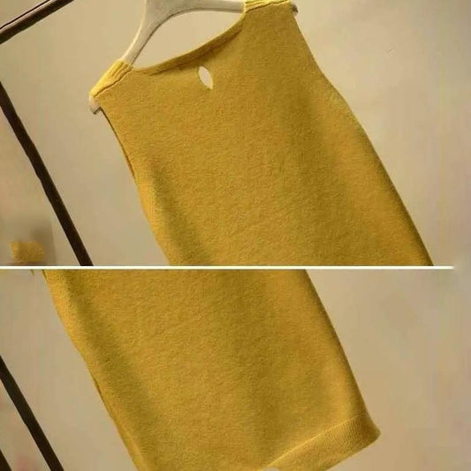 Women's Short Button Knit Vest Loose and Thin V-neck Sleeveless Casual Vest Thin Sweater Pure Color Versatile Comfortable Sweater