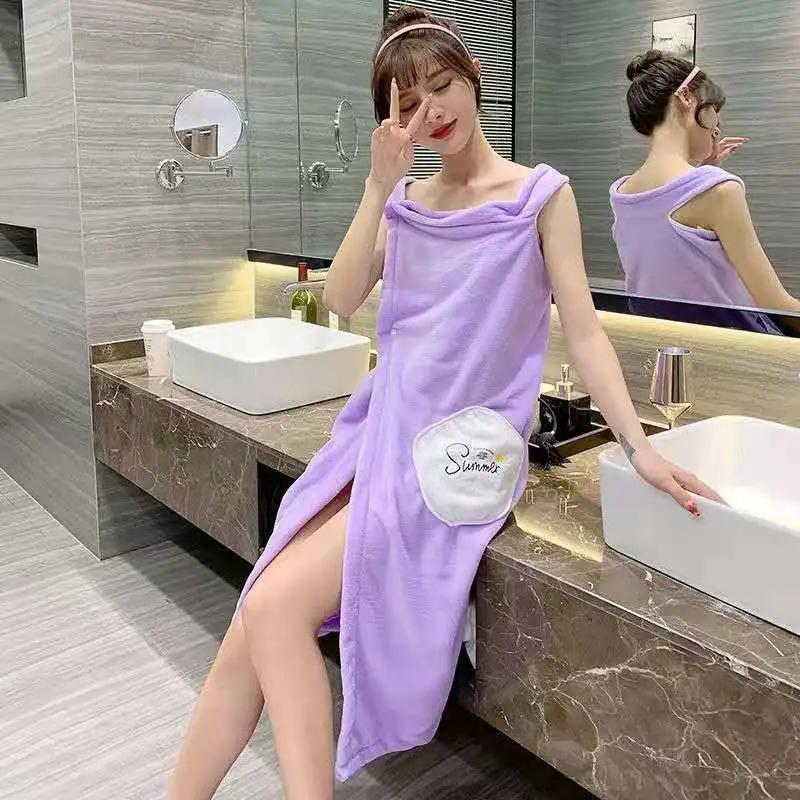 Household Wearable Bathrobes Women Microfiber Soft And Skin-Friendly Absorbent Bath Towels Home Textiles Bathroom Sauna Towels