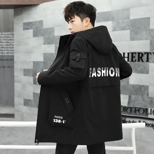 Medium and Long Section Large Size Windbreaker Men's Clothes Spring and Autumn Jacket Woolen Coat