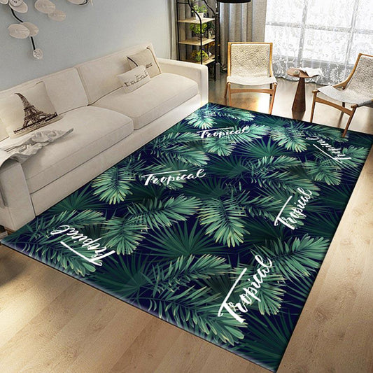 Carpets for Living Room Green Tropical Printed Parlor Bedroom Chair Rugs Bath Decorate Non-slip Mat