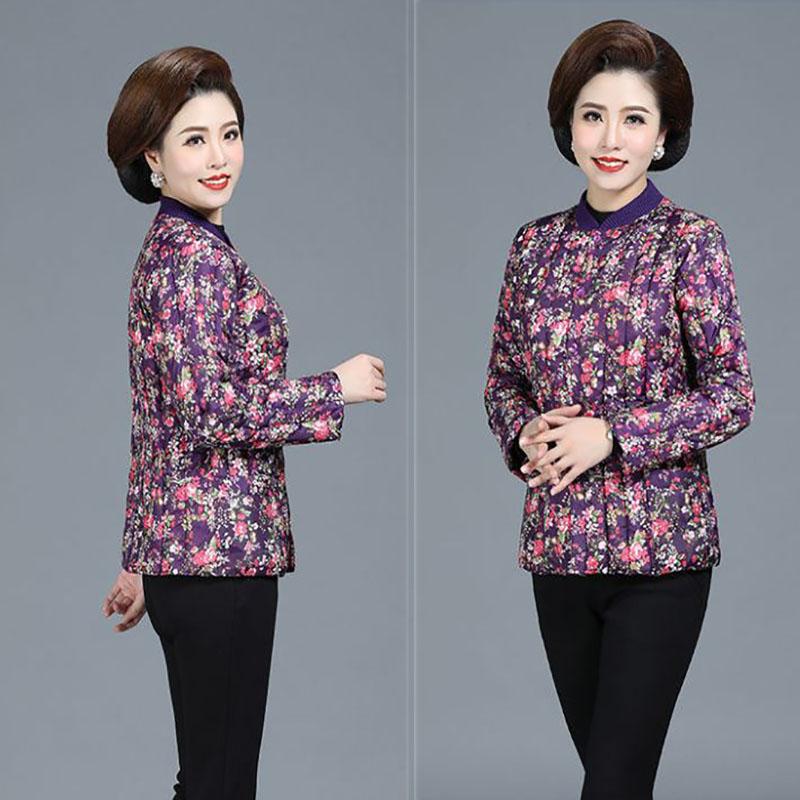 Winter Down Jacket Women's Short Warm Jacket Chinese Style Printed Lightweight Down Jacket