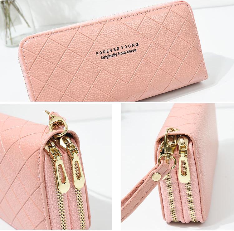 Double Zipper Women Wallets Lady Wristlet Handbags Purses Cards Holder Woman Long Wallet Coin Purse