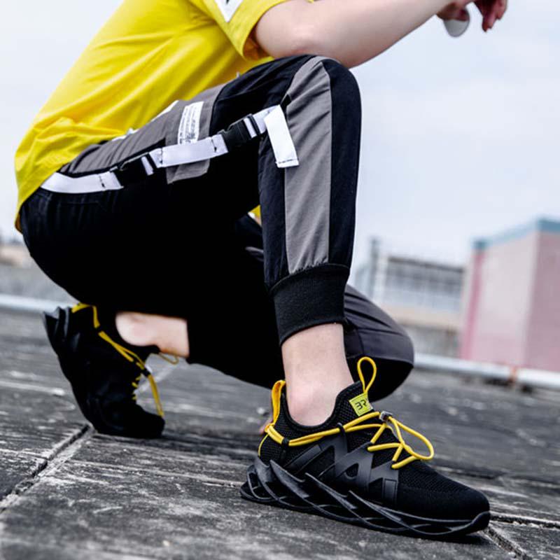 Plus Size 39-44 Men Flying Woven Mesh Sneakers Comfortable Breathable Running Basketball Shoeses Shockproof Non-slip Blade Shoes