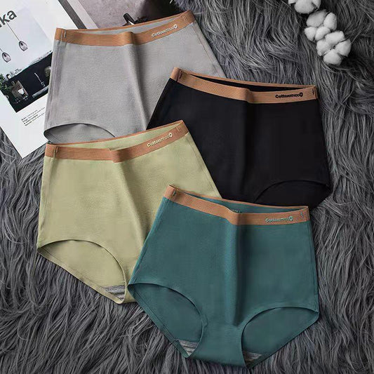 3PCS High Waist Underwear Women's Cotton Antibacterial Seamless Belly Tightening Plus Size Breathable Briefs