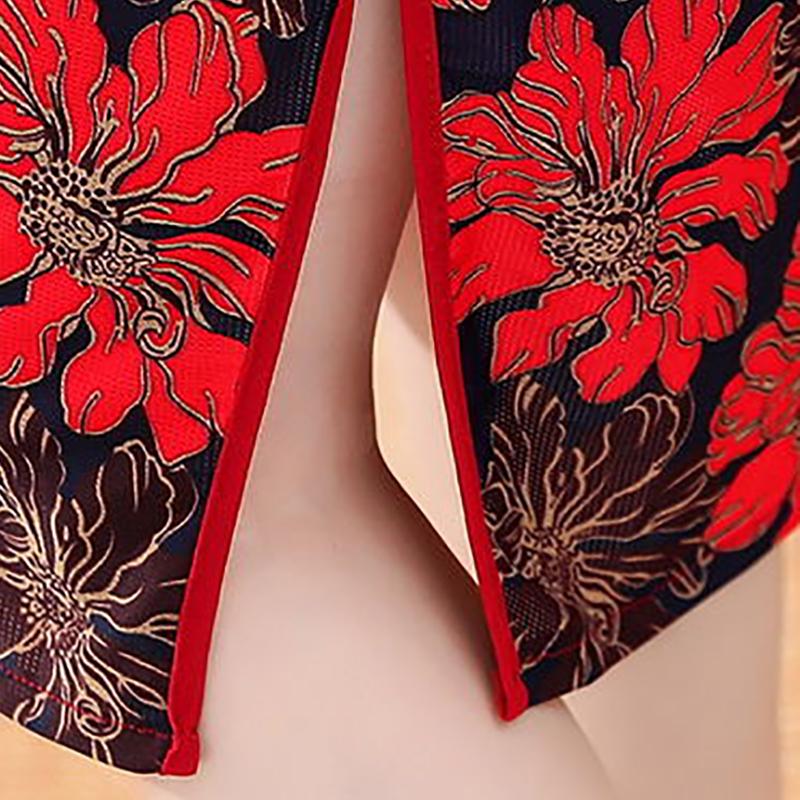 High-end Cheongsam Dress Fat Mother Covering Belly Loose Improved Version Dress Floral Ice Silk Cheongsam Women